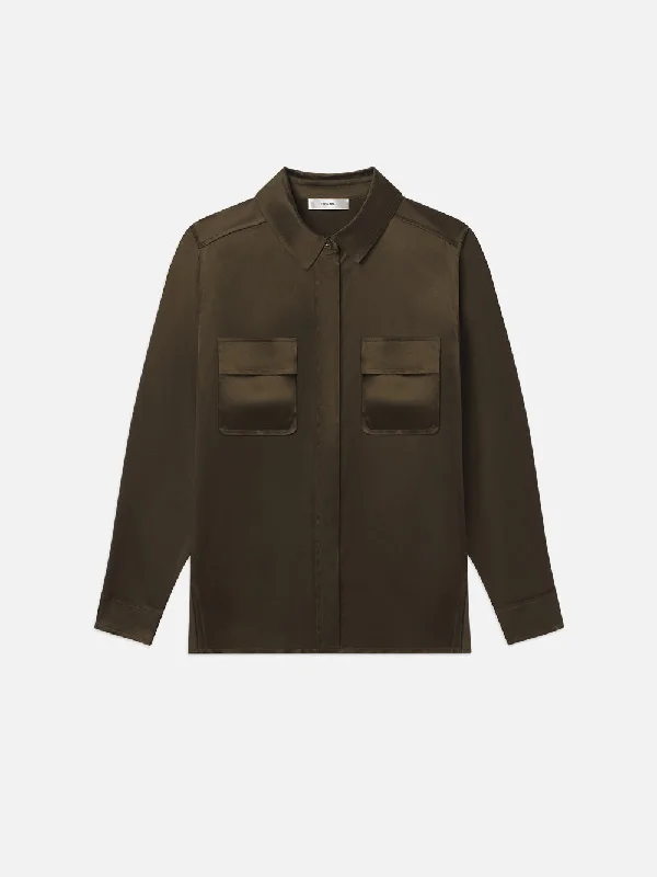 Raw Edge Double Pocket Shirt -- Rich Military