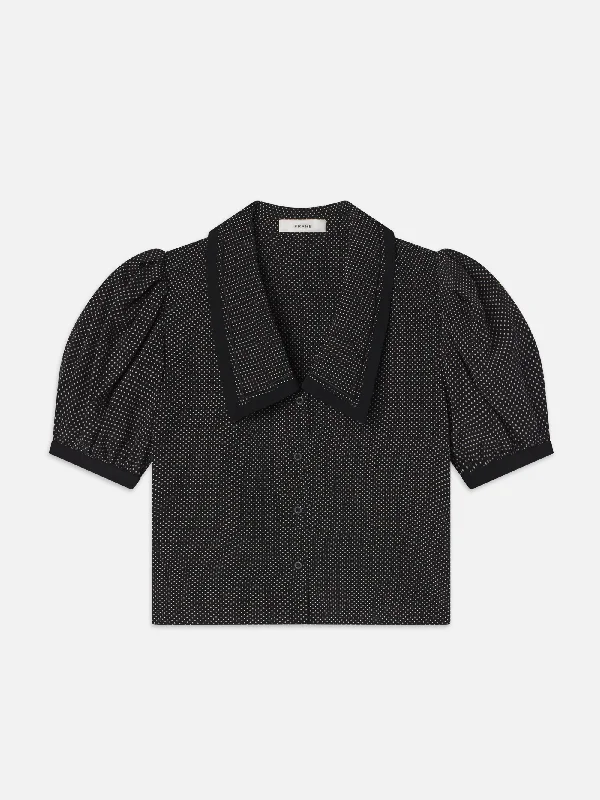 The Polka Dot Sailor Blouse -- Black Multi