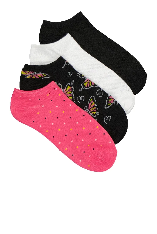 Butterfly Patterned Socks 4 Pack Size 9-11